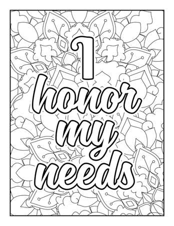 Motivational quotes coloring page. Inspirational quotes coloring page. Affirmative quotes coloring page. Positive quotes coloring page. Good vibes. Swear word coloring page. Motivational typography.のイラスト素材