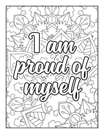 Motivational quotes coloring page. Inspirational quotes coloring page. Affirmative quotes coloring page. Positive quotes coloring page. Good vibes. Swear word coloring page. Motivational typography.のイラスト素材