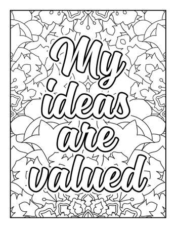 Motivational quotes coloring page. Inspirational quotes coloring page. Affirmative quotes coloring page. Positive quotes coloring page. Good vibes. Swear word coloring page. Motivational typography.のイラスト素材