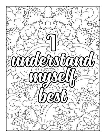 Motivational quotes coloring page. Inspirational quotes coloring page. Affirmative quotes coloring page. Positive quotes coloring page. Good vibes. Swear word coloring page. Motivational typography.のイラスト素材