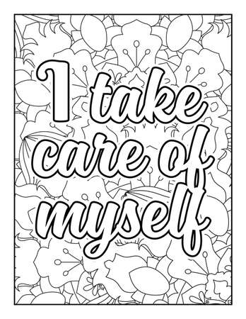 Motivational quotes coloring page. Inspirational quotes coloring page. Affirmative quotes coloring page. Positive quotes coloring page. Good vibes. Swear word coloring page. Motivational typography.のイラスト素材
