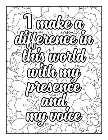 Motivational quotes coloring page. Inspirational quotes coloring page. Affirmative quotes coloring page. Positive quotes coloring page. Good vibes. Swear word coloring page. Motivational typography.のイラスト素材