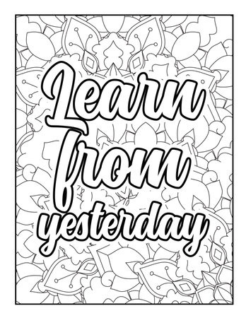 Motivational quotes coloring page. Inspirational quotes coloring page. Affirmative quotes coloring page. Positive quotes coloring page. Good vibes. Swear word coloring page. Motivational typography.のイラスト素材