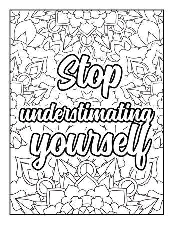 Motivational quotes coloring page. Inspirational quotes coloring page. Affirmative quotes coloring page. Positive quotes coloring page. Good vibes. Swear word coloring page. Motivational typography.のイラスト素材