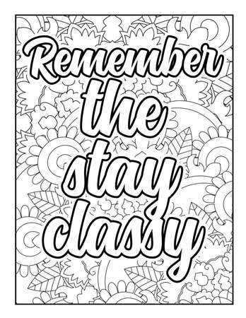 Motivational quotes coloring page. Inspirational quotes coloring page. Affirmative quotes coloring page. Positive quotes coloring page. Good vibes. Swear word coloring page. Motivational typography.のイラスト素材