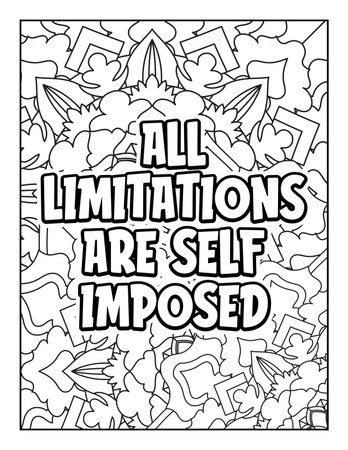 Motivational quotes coloring page. Inspirational quotes coloring page. Affirmative quotes coloring page. Positive quotes coloring page. Good vibes. Swear word coloring page. Motivational typography.のイラスト素材