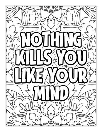 Motivational quotes coloring page. Inspirational quotes coloring page. Affirmative quotes coloring page. Positive quotes coloring page. Good vibes. Swear word coloring page. Motivational typography.のイラスト素材