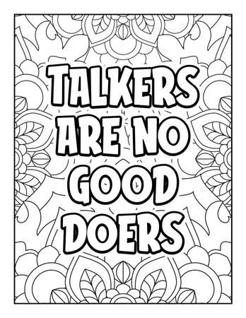 Motivational quotes coloring page. Inspirational quotes coloring page. Affirmative quotes coloring page. Positive quotes coloring page. Good vibes. Swear word coloring page. Motivational typography.のイラスト素材