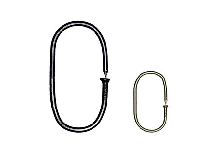 Uppercase and lowercase letters "O o" made of iron nailsの写真素材