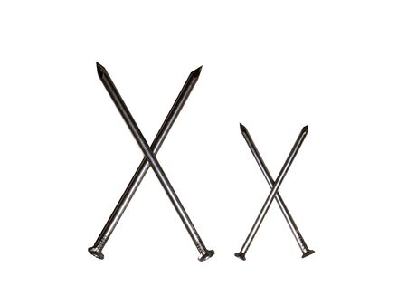 Uppercase and lowercase letters "X x" made of iron nailsの写真素材