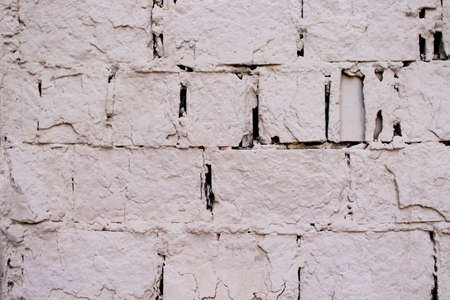 Wall background texture. Grunge brick. Building wall painted white.の写真素材