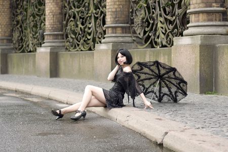 Images of the luxurious stylish brunette girlの写真素材