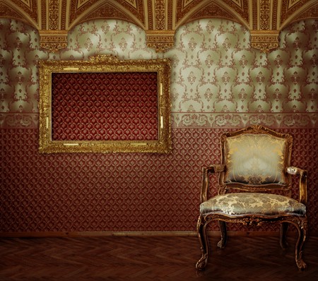 Images of the luxurious  interior with gold in a vintage styleの写真素材