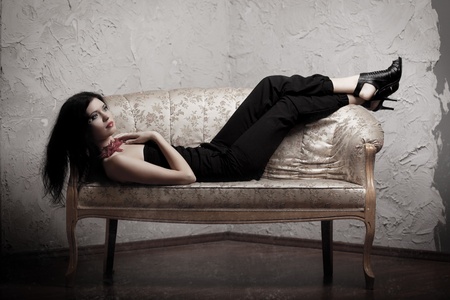 Image of luxury glamorous girl in the old roomの写真素材