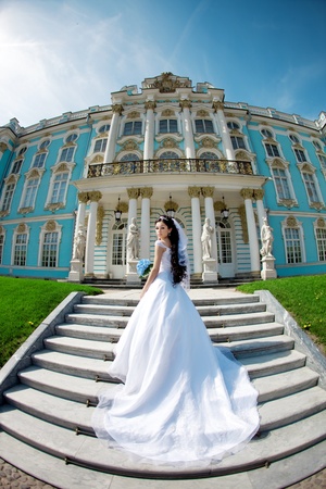Image of luxury bride near palaceの写真素材
