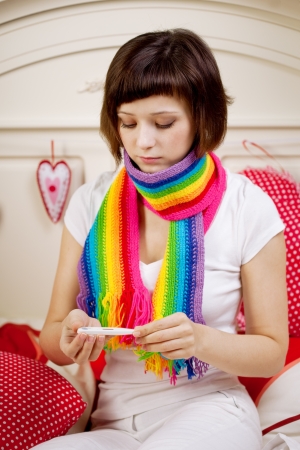 Beautiful woman is sickの写真素材