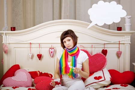 Beautiful woman is sickの写真素材