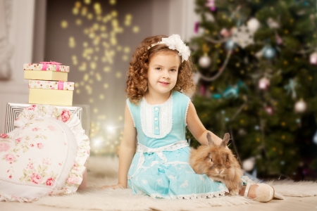 Little and cute winter fairy tale girlの写真素材