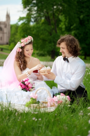 Young wedding couple in loveの写真素材