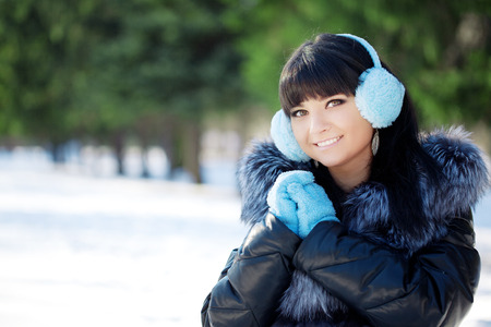 Young beauty woman winter portrait. の写真素材