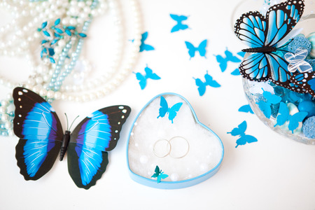 Beautiful wedding accessories for the brideの写真素材