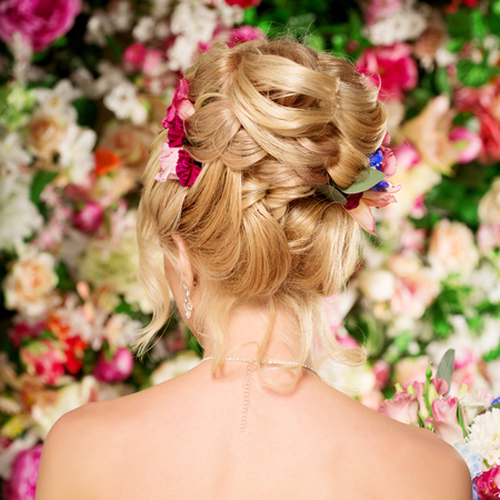 Woman with Flowers on her hair.の写真素材