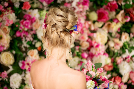 Woman with Flowers on her hair.の写真素材