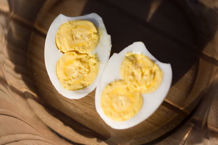 Boiled Egg with two yolksの写真素材