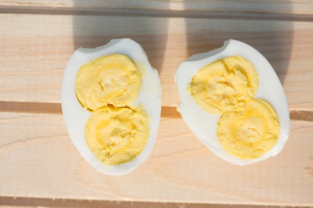 Boiled Egg with two yolksの写真素材