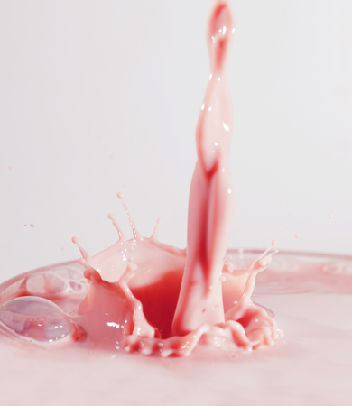 Splash of fruit milk cocktail. Fruit drinkの写真素材