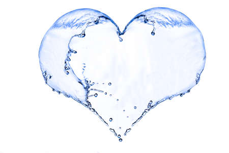 Heart shaped water. Spray and fluid bubblesの写真素材