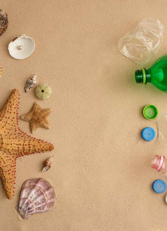 Ocean pollution. Plastic trash at the bottom of the sea. Global ecological catastrophe on the planet.の写真素材