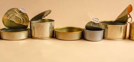 Used tin cans. Waste sorting. Separate collection. Recycling to preserve the planet's ecology.