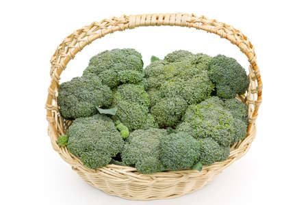 Broccoli in a basket. Green harvest of fresh vegetables.の写真素材