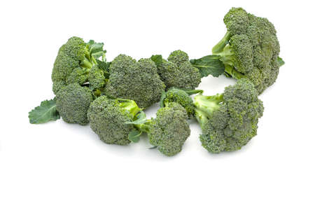 Broccoli on a white background. Green harvest of fresh vegetables. healthy vegetarian foodの写真素材