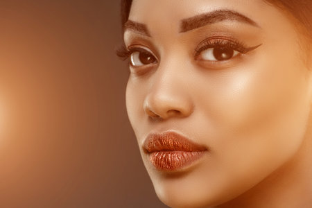 Beauty black skin woman African Ethnic female face. Young african american model.の写真素材