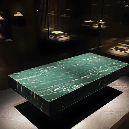 Green marble table in the interiorの素材