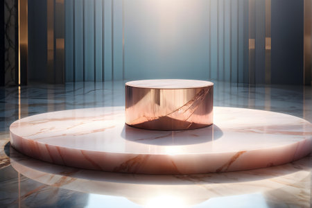 Stone round marble stand with a copper pedestalの素材