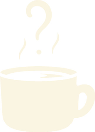 A lonely, forgotten cup of coffee with steam in the shape of a question mark. It symbolizes dismissal or uncertainty. An office break, a problem, a question, or a reflection.のイラスト素材