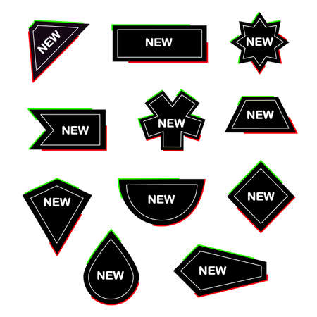 New Label collection set. Sale tags. Discount black ribbons, banners and icons. Shopping Tags. Price tags vector collection. Ribbon sale banners isolated.のイラスト素材