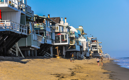 Luxury villas on the rocky coast of Malibu beachのeditorial素材