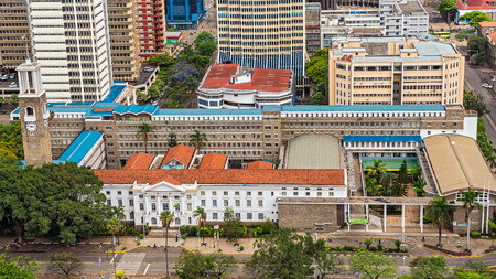 NAIROBI, KENYA - OCTOBER 20, 2014 : Nairobi City Council viewed from the Kenyatta International Conference Centre. Nairobi City Council is the local authority governing the city of Nairobi.のeditorial素材