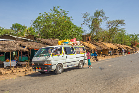 WELKITE ETHIOPIA  MAY 1 2015 : Life going on in the roads of Welkite near Addis Abbaba Ethiopia.のeditorial素材