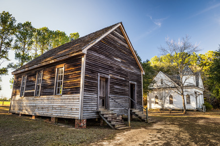 Old houses in the historic landmark park near Dothan, Alabamaの写真素材