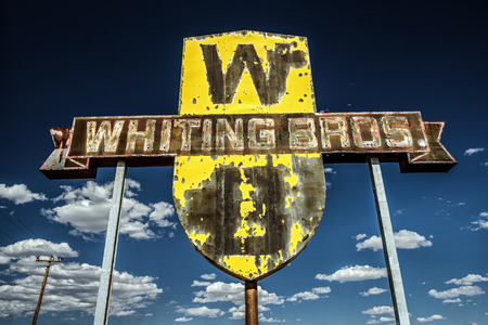 SAN FIDEL, NEW MEXICO, USA - MAY 13, 2016 : Vintage Whiting Bros. sign on historic Route 66 in New Mexico.のeditorial素材