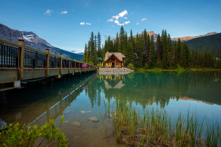 Emerald Lake Lodge with a restaurant in Yoho National Park, British Columbia, Canadaのeditorial素材