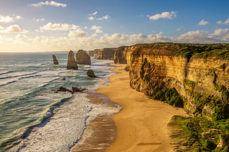 Sunset over The Twelve Apostles  in Victoria, Australiaの写真素材