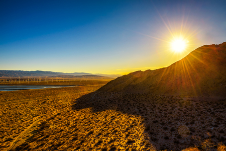 Sunset in Mojave desert near Palm Springsの写真素材
