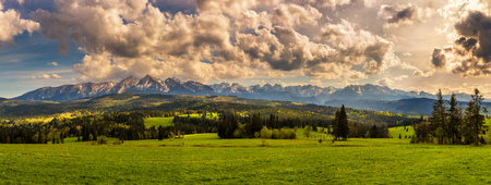 Panorama of high tatra mountains in Polandの写真素材