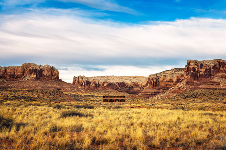 Old saloon in a typical southwestern landscapeの写真素材